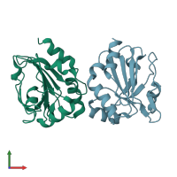 PDB entry 4xih coloured by chain, front view.