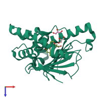 PDB entry 4xiq coloured by chain, top view.