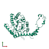 PDB entry 4xis coloured by chain, front view.