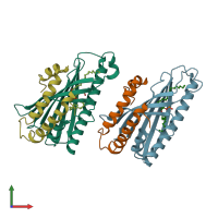 PDB entry 4xiz coloured by chain, front view.