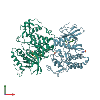 PDB entry 4xj0 coloured by chain, front view.