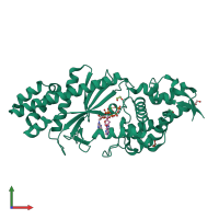 PDB entry 4xj4 coloured by chain, front view.