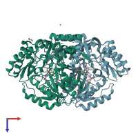 PDB entry 4xjo coloured by chain, top view.