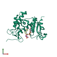 PDB entry 4xjt coloured by chain, front view.