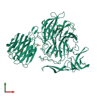 PDB entry 4xjw coloured by chain, front view.