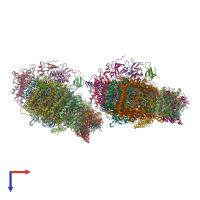 PDB entry 4xk8 coloured by chain, top view.