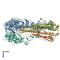 PDB entry 4xke coloured by chain, top view.