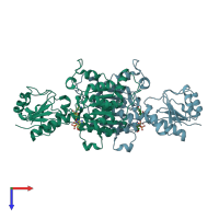 PDB entry 4xkj coloured by chain, top view.