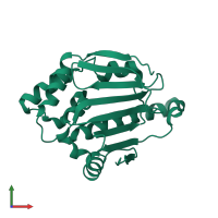 PDB entry 4xkk coloured by chain, front view.