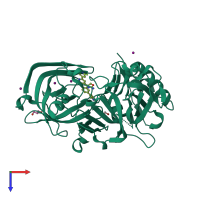 PDB entry 4xkx coloured by chain, top view.