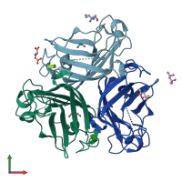 PDB entry 4xl8 coloured by chain, front view.