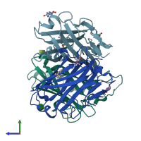 PDB entry 4xl8 coloured by chain, side view.