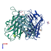 PDB entry 4xl8 coloured by chain, top view.