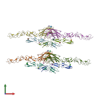 PDB entry 4xlw coloured by chain, front view.