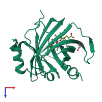 PDB entry 4xme coloured by chain, top view.