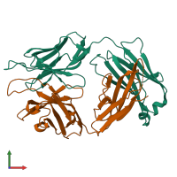 PDB entry 4xml coloured by chain, front view.