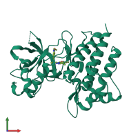PDB entry 4xmo coloured by chain, front view.