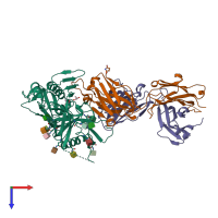 PDB entry 4xmp coloured by chain, top view.