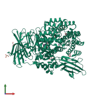 PDB entry 4xmv coloured by chain, front view.