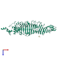 PDB entry 4xnf coloured by chain, top view.