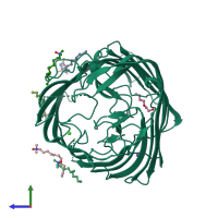PDB entry 4xnk coloured by chain, side view.