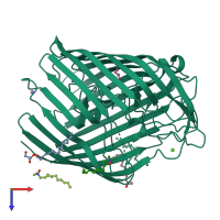 PDB entry 4xnk coloured by chain, top view.