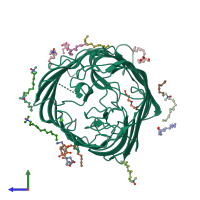 PDB entry 4xnl coloured by chain, side view.