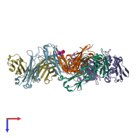 PDB entry 4xnq coloured by chain, top view.