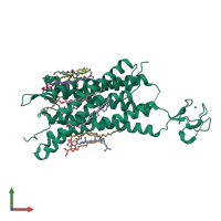 PDB entry 4xnv coloured by chain, front view.