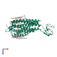 PDB entry 4xnv coloured by chain, top view.