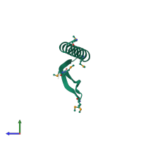 PDB entry 4xo1 coloured by chain, side view.