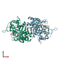 PDB entry 4xo6 coloured by chain, front view.
