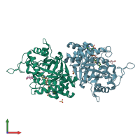 PDB entry 4xo7 coloured by chain, front view.