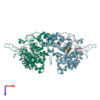 PDB entry 4xo7 coloured by chain, top view.