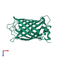 PDB entry 4xov coloured by chain, top view.