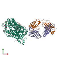 PDB entry 4xp1 coloured by chain, front view.