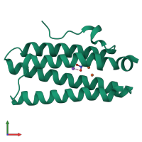 PDB entry 4xq1 coloured by chain, front view.