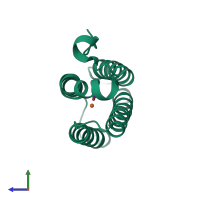 PDB entry 4xq1 coloured by chain, side view.