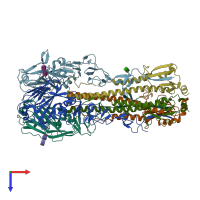 PDB entry 4xq5 coloured by chain, top view.