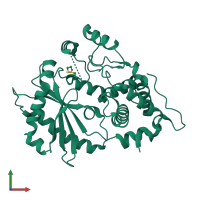 PDB entry 4xq7 coloured by chain, front view.