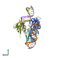 PDB entry 4xqq coloured by chain, side view.