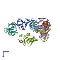 PDB entry 4xqq coloured by chain, top view.