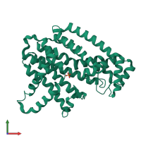 PDB entry 4xqr coloured by chain, front view.