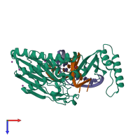 PDB entry 4xr1 coloured by chain, top view.