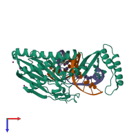 PDB entry 4xr3 coloured by chain, top view.