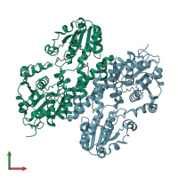 PDB entry 4xrr coloured by chain, front view.