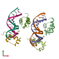 PDB entry 4xrs coloured by chain, front view.