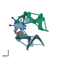 PDB entry 4xsn coloured by chain, side view.