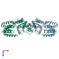 PDB entry 4xso coloured by chain, top view.