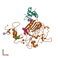 PDB entry 4xss coloured by chain, front view.